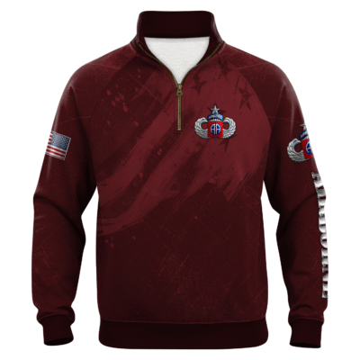 US Army AirBorne Senior Jump Wings All-over Quarter Zip Hoodie