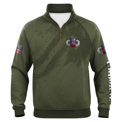 US Army AirBorne Basic Jump Wings All-over Quarter Zip Hoodie
