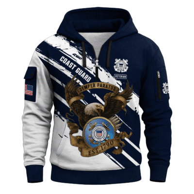 US Coast Guard All-over Quarter Zip Hoodie