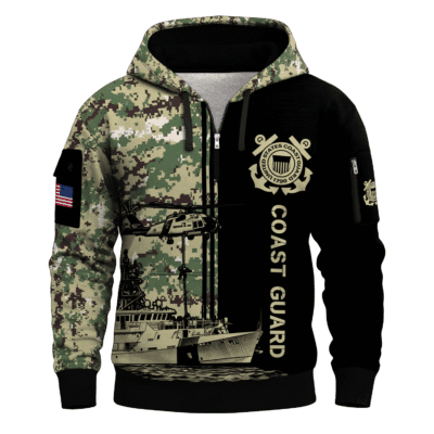 US Coast Guard All-over Quarter Zip Hoodie