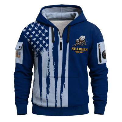 US Navy Seabees 250th Years All-over Quarter Zip Hoodie of Service