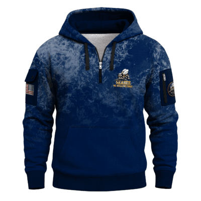 US Navy Seabees 250th Years All-over Quarter Zip Hoodie of Service