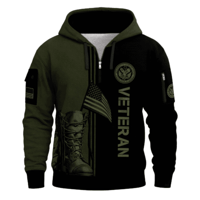 US Veteran All-over Quater Zip Hoodie