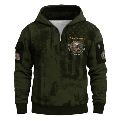 US Veteran All-over Quater Zip Hoodie