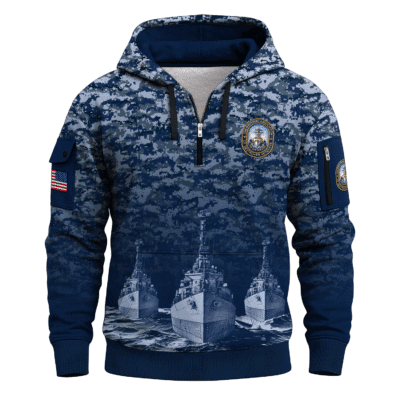 US Navy Tin Can Sailors All-over Quarter Zip Hoodie