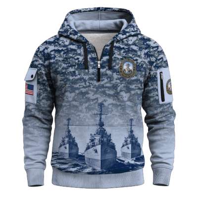 US Navy Tin Can Sailors All-over Quarter Zip Hoodie