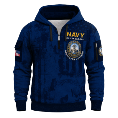 US Navy Tin Can Sailors All-over Quarter Zip Hoodie