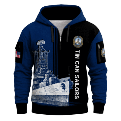 US Navy Tin Can Sailors All-over Quarter Zip Hoodie