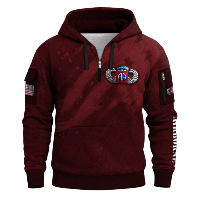 US Army Airborne Basic Jump Wings All-over Quarter Zip Hoodie