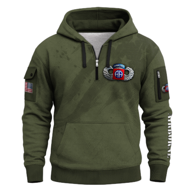 US Army Airborne Senior Jump Wings All-over Quarter Zip Hoodie