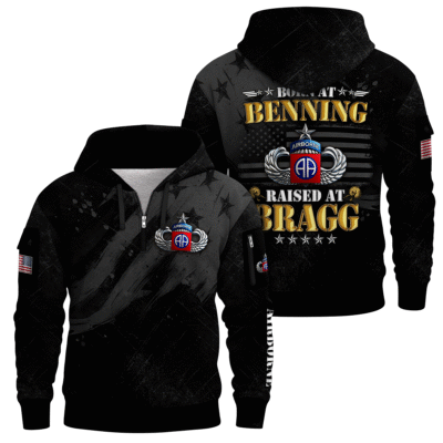 US Army Airborne Senior Jump Wings Quarter Zip Hoodie