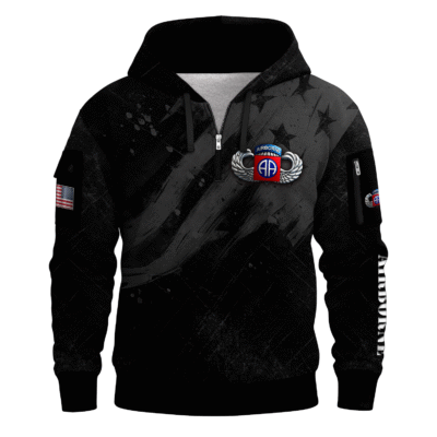 US Army Airborne Basic Jump Wings All-over Quarter Zip Hoodie