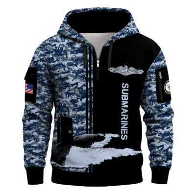US Navy Submarine All-over Quarter Zip Hoodie