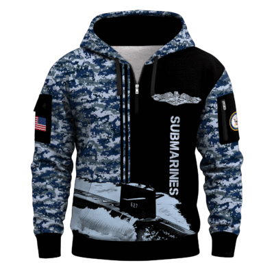 US Navy Submarine All-over Quarter Zip Hoodie