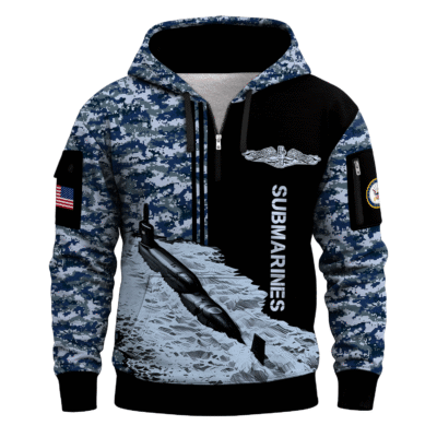 US Navy Submarine All-over Quarter Zip Hoodie