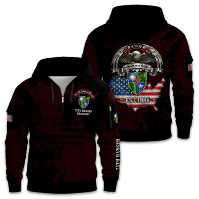 US Army 75th Ranger Regiment Quarter Zip Hoodie
