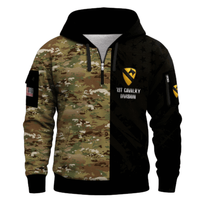 US Army 1st Cavalry Division All-over Quarter Zip Hoodie