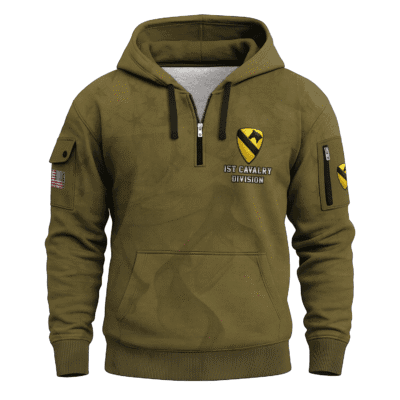 US Army 1st Cavalry Division All-over Quarter Zip Hoodie