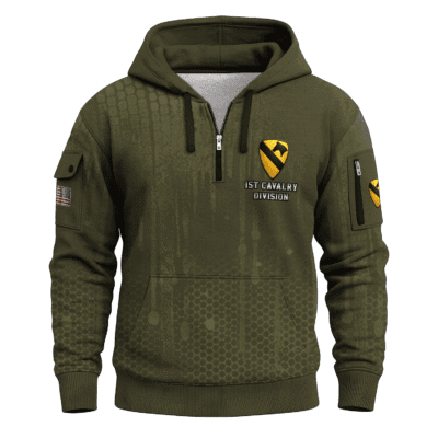 US Army 1st Cavalry Division All-over Quarter Zip Hoodie