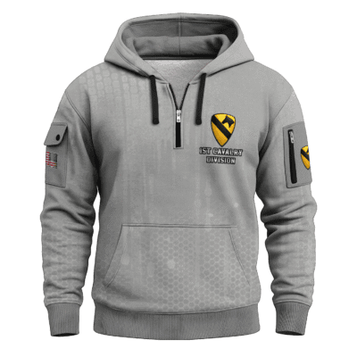 US Army 1st Cavalry Division All-over Quarter Zip Hoodie