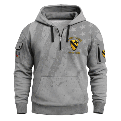 US Army 1st Cavalry Division All-over Quarter Zip Hoodie