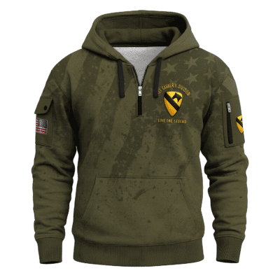 US Army 1st Cavalry Division All-over Quarter Zip Hoodie
