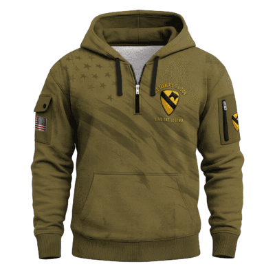 US Army 1st Cavalry Division All-over Quarter Zip Hoodie