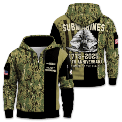 US Navy Submarine 250th Years of Service Quarter Zip Hoodie
