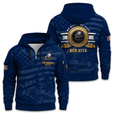 US Navy Seabees 250th Years of Service Quarter Zip Hoodie