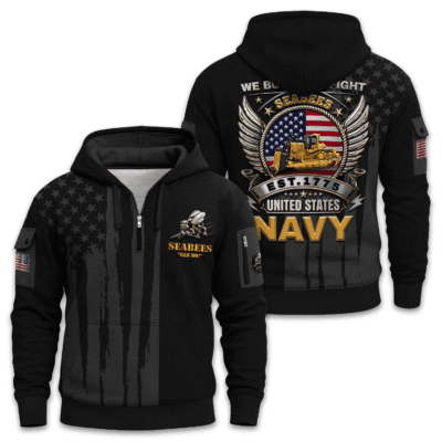 US Navy Seabees 250th Years of Service Quarter Zip Hoodie