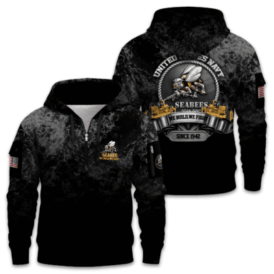 US Navy Seabees 250th Years of Service Quarter Zip Hoodie