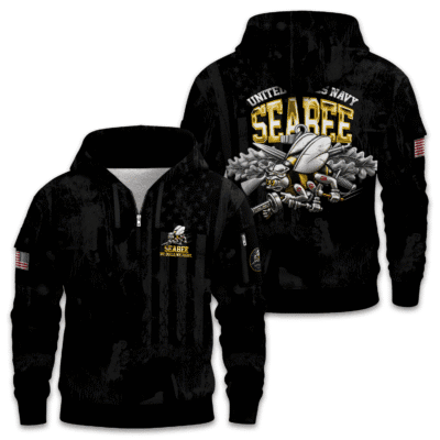 US Navy Seabees 250th Years of Service Quarter Zip Hoodie