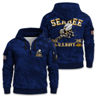 US Navy Seabees 250th Years of Service Quarter Zip Hoodie