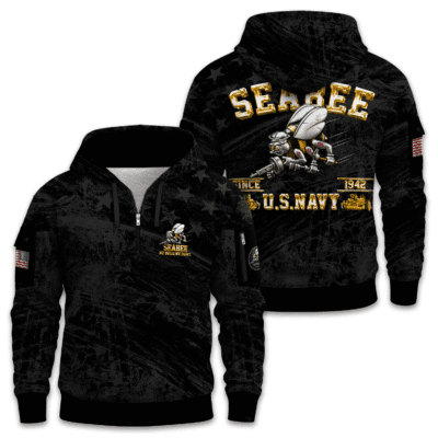 US Navy Seabees 250th Years of Service Quarter Zip Hoodie