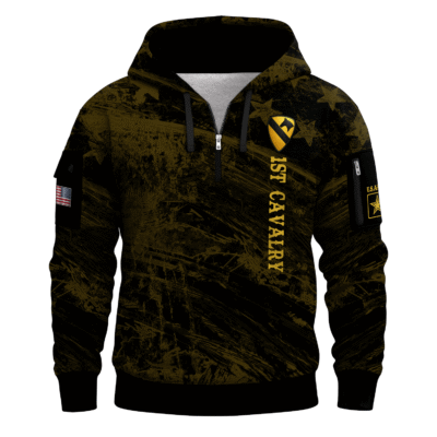 US Army 1st Cavalry Division All-over Quarter Zip Hoodie