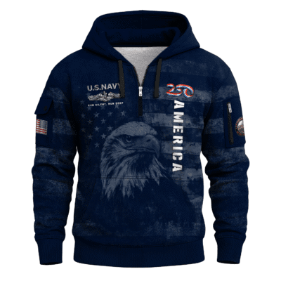 America 250 - US Navy Submarine All-Over Quarter Zip Hoodie