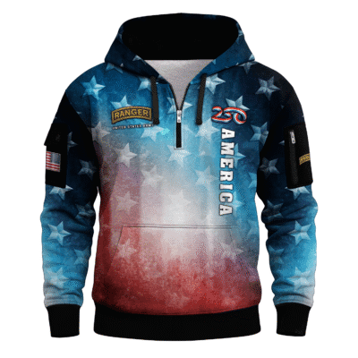 America 250 - US Army Ranger All-Over Quarter Zip Hoodie