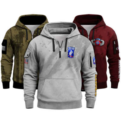 US Army Airborne Quarter Zip Hoodies 3-Pack Bundle