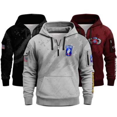 US Army Airborne Quarter Zip Hoodies 3-Pack Bundle