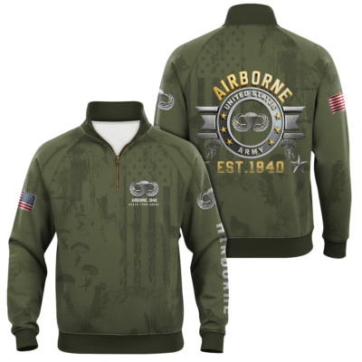 US Army AirBorne Quarter Zip Sweatshirt