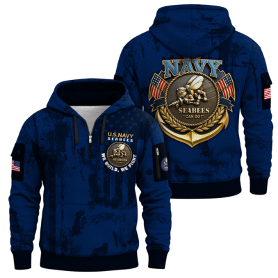 US Navy Seabees 250th Years of Service Quarter Zip Hoodie