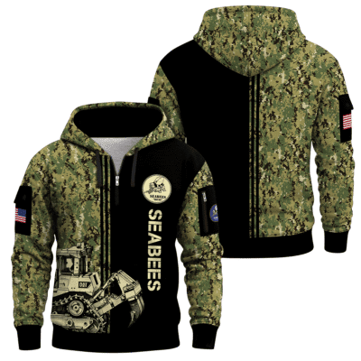 US Navy Seabees 250th Years of Service Quarter Zip Hoodie