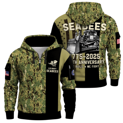 US Navy Seabees 250th Years of Service Quarter Zip Hoodie