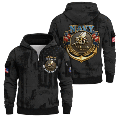 US Navy Seabees 250th Years of Service Quarter Zip Hoodie
