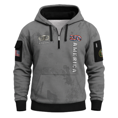 America 250 - US Army AirBorne All-Over Quarter Zip Hoodie