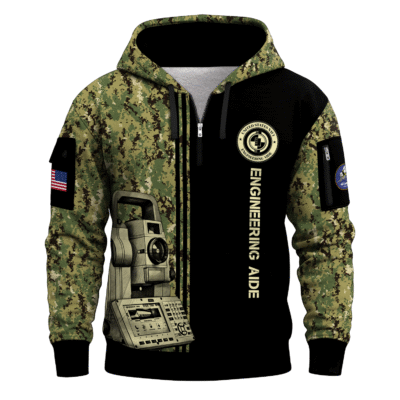 EA (Engineering Aid) SeaBees – U.S. Navy All-over Quarter Zip Hoodie
