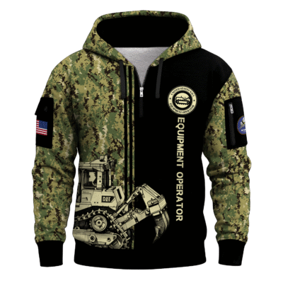EO (Equipment Operator) SeaBees – U.S. Navy All-over Quarter Zip Hoodie