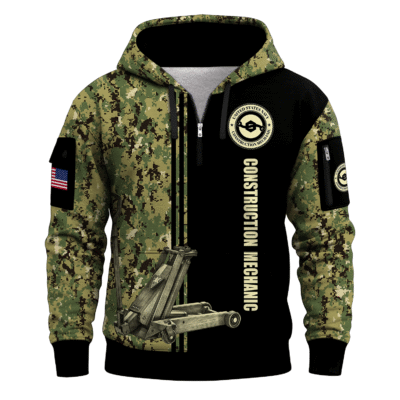CM (Construction Mechanic) – U.S. Navy All-over Quarter Zip Hoodie
