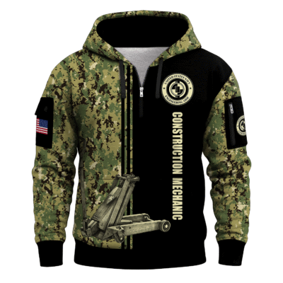 CM (Construction Mechanic) – U.S. Navy All-over Quarter Zip Hoodie