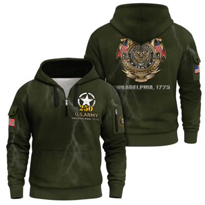 US ARMY 250th Years Of Service Quarter Zip Hoodie